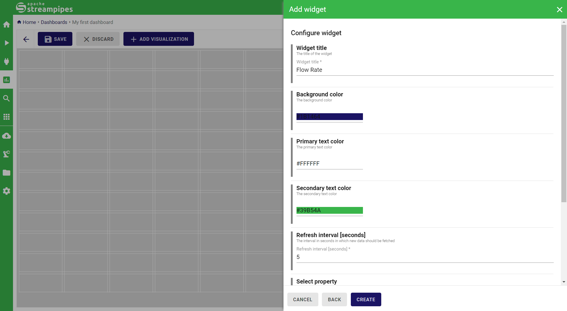 StreamPipes Dashboard Widget Configuration