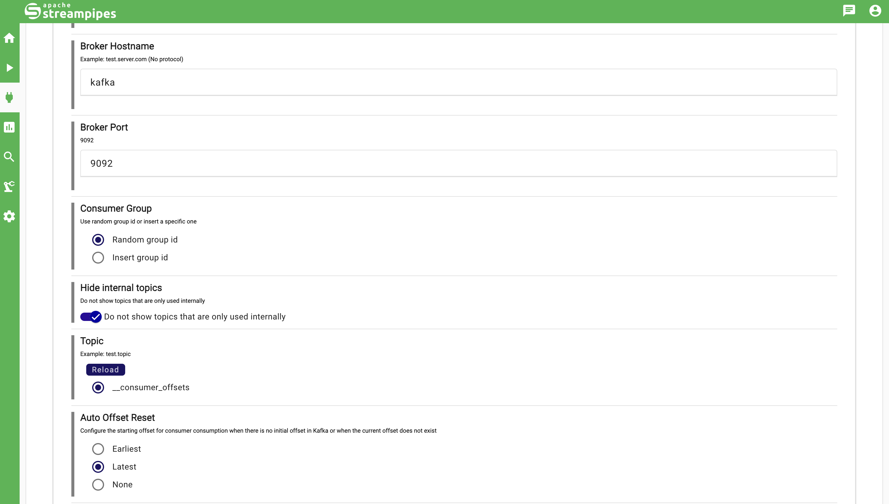 Kafka adapter configuration